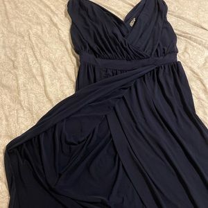 Navy blue midi dress with slit- 3xl (Rainbow)